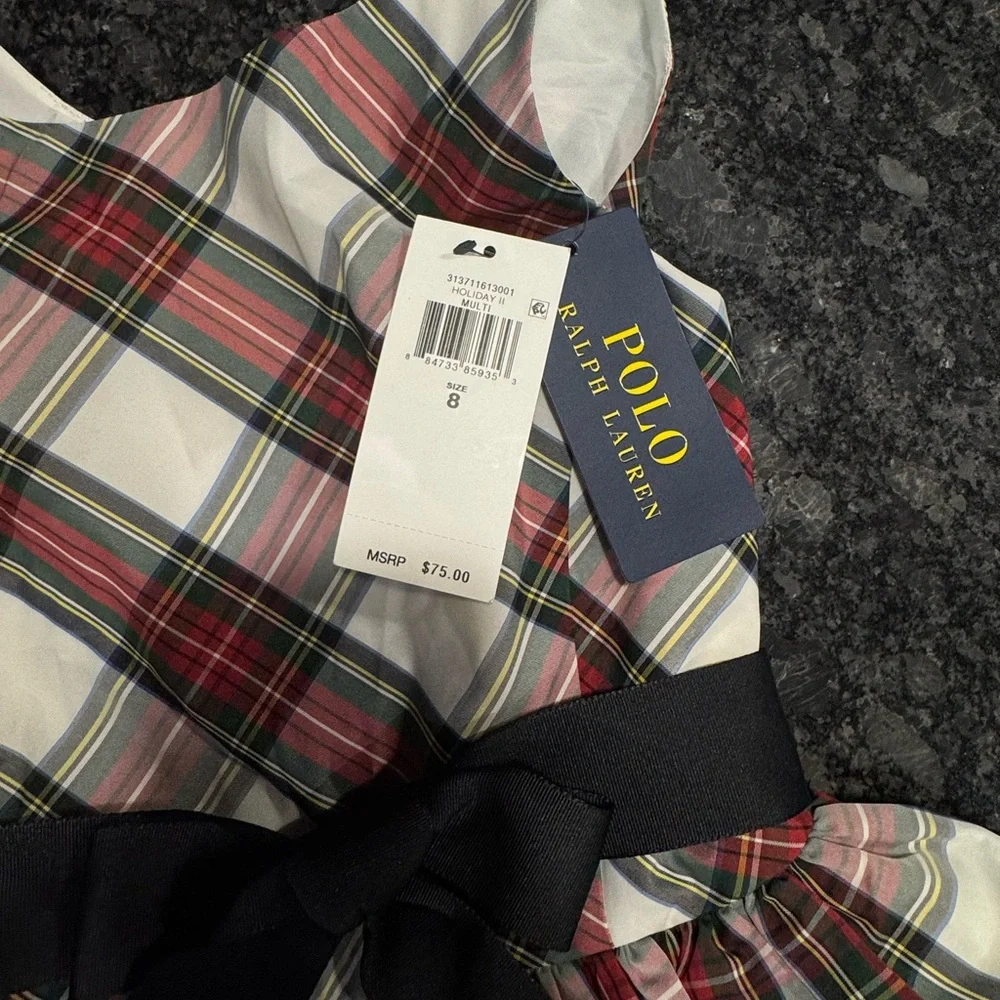 POLO Ralph Lauren Kids Plaid Dress - Red, Black, and White - Picture 2 of 3